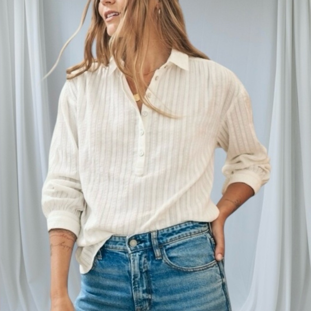 Faherty White Button-Up Top